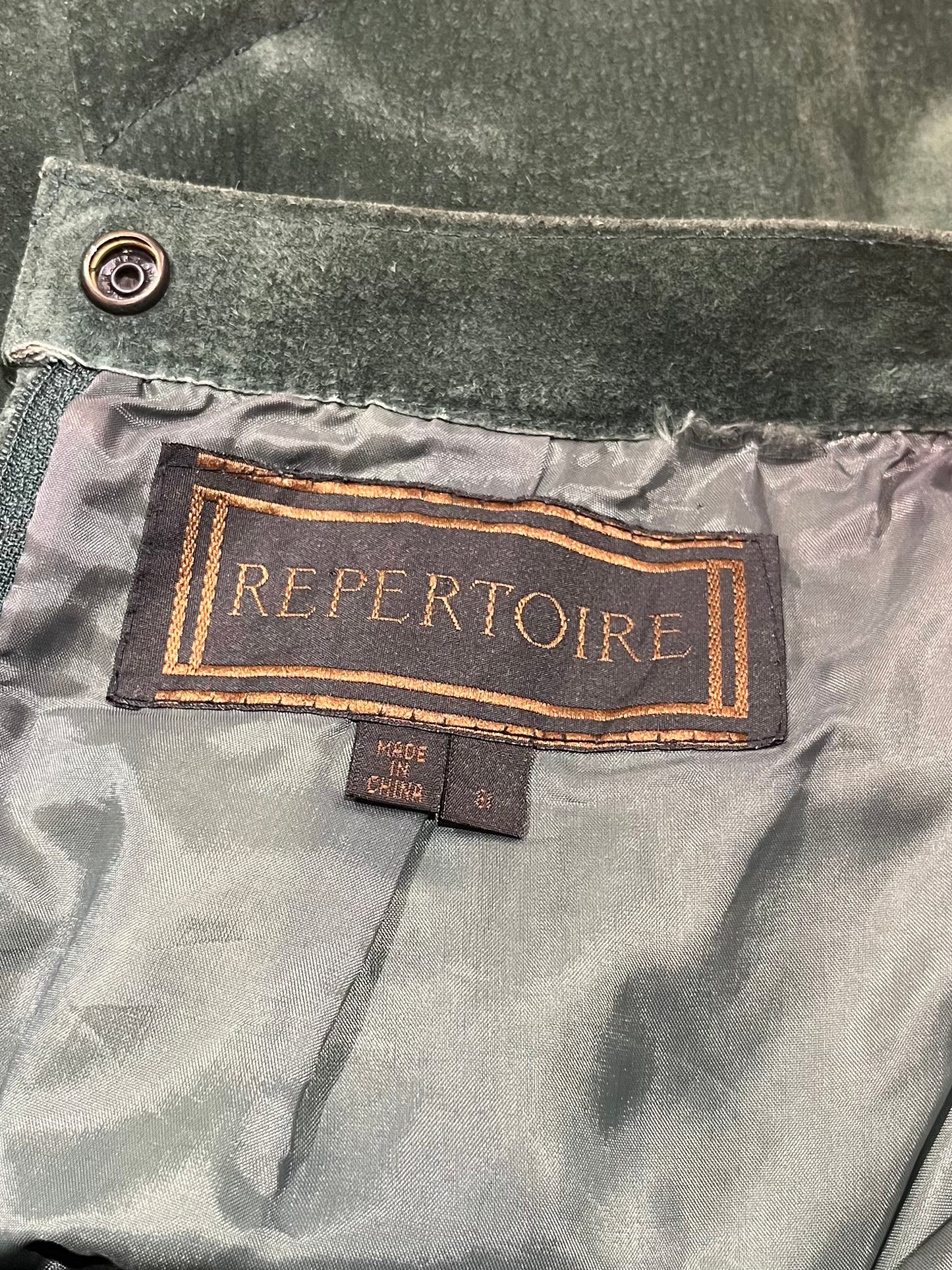 Y2K 'Repertoire' Green Suede Leather Skirt / Small