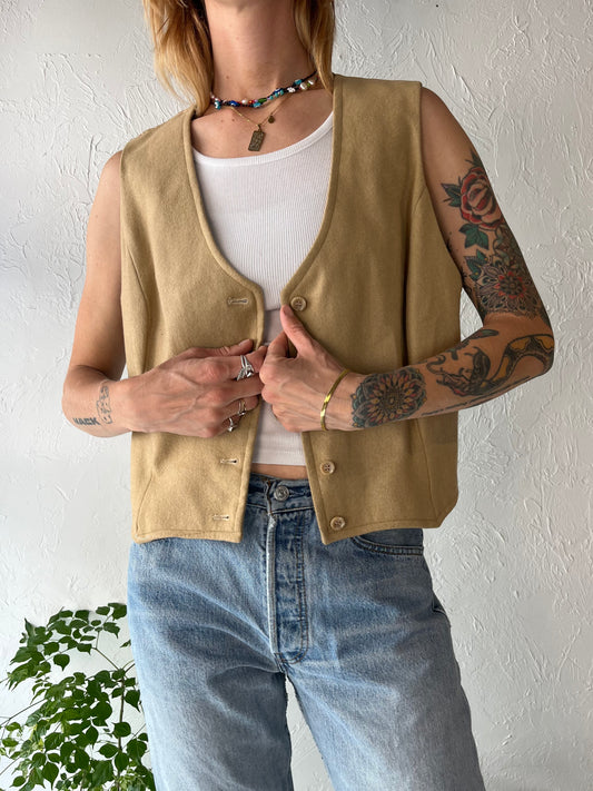 90s 'Arpeggio' Tan Wool Suit Vest / Medium