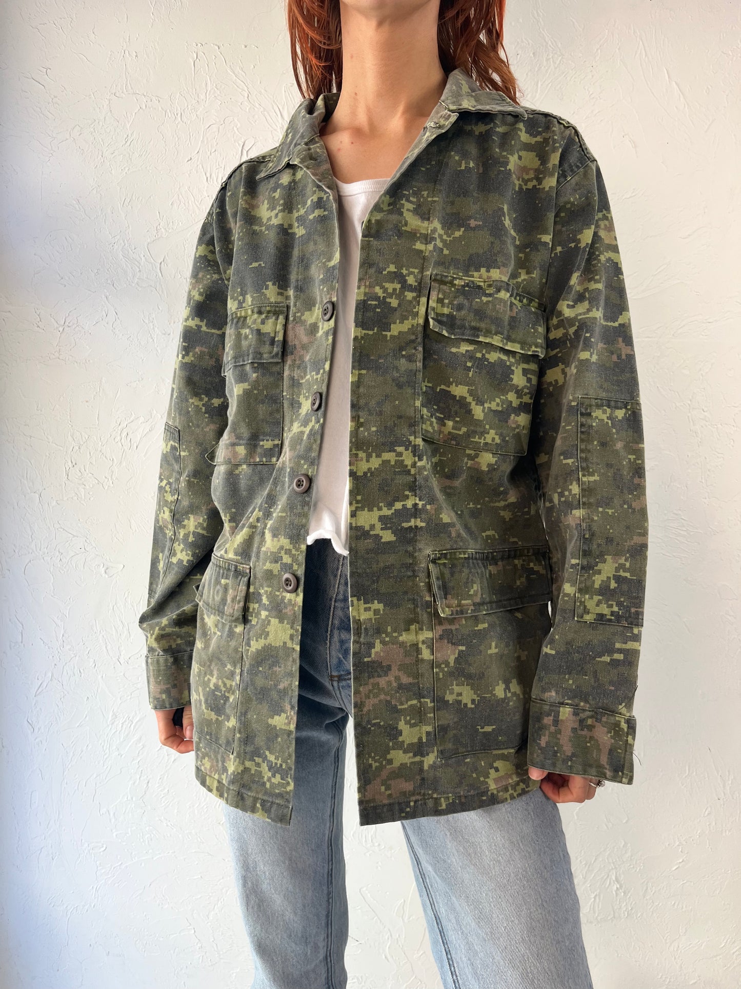 90s Green Cotton Camo Jacket / Small