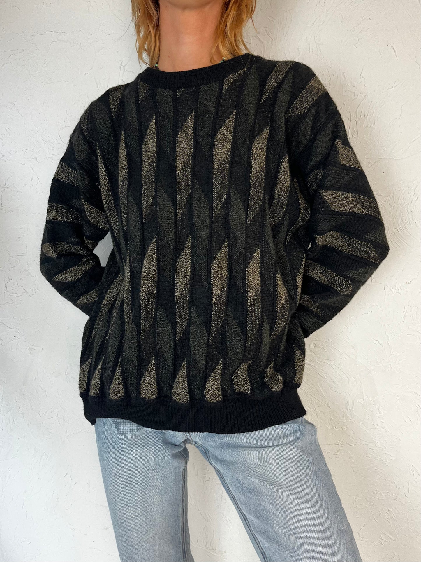 Y2K Wool Acrylic Knit Grandpa Sweater / Medium