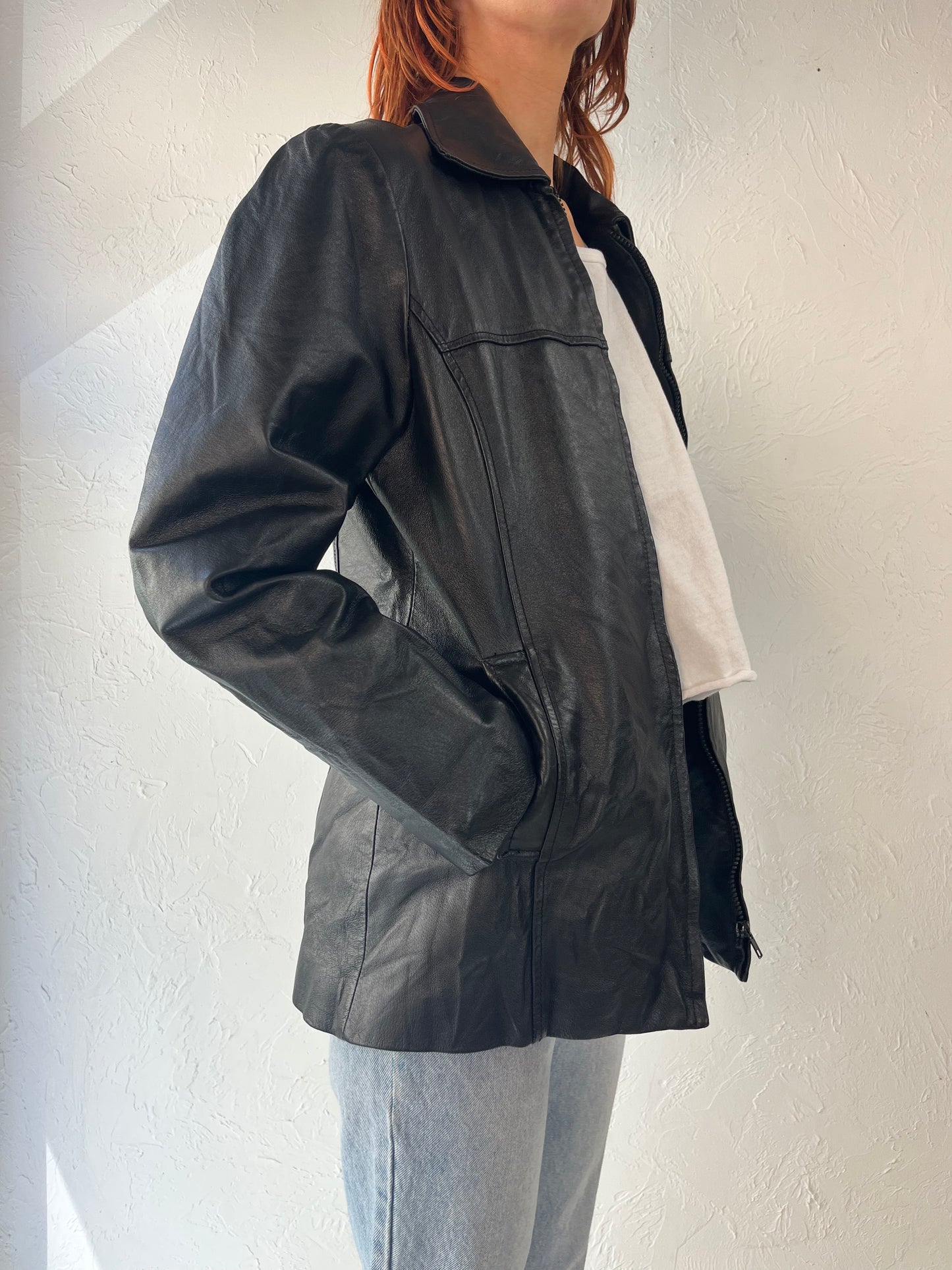 Y2K 'Kelsey' Black Leather Jacket / Small