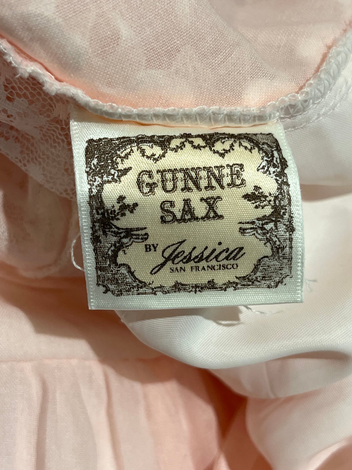 70s 'Gunne Sax' Pink Long Sleeve Peasant Dress / Small - Medium