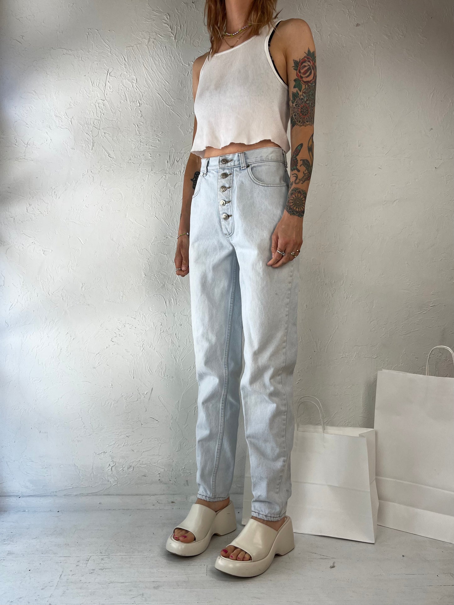 90s 'Lawman' Light Wash Western High Rise Jeans / Small