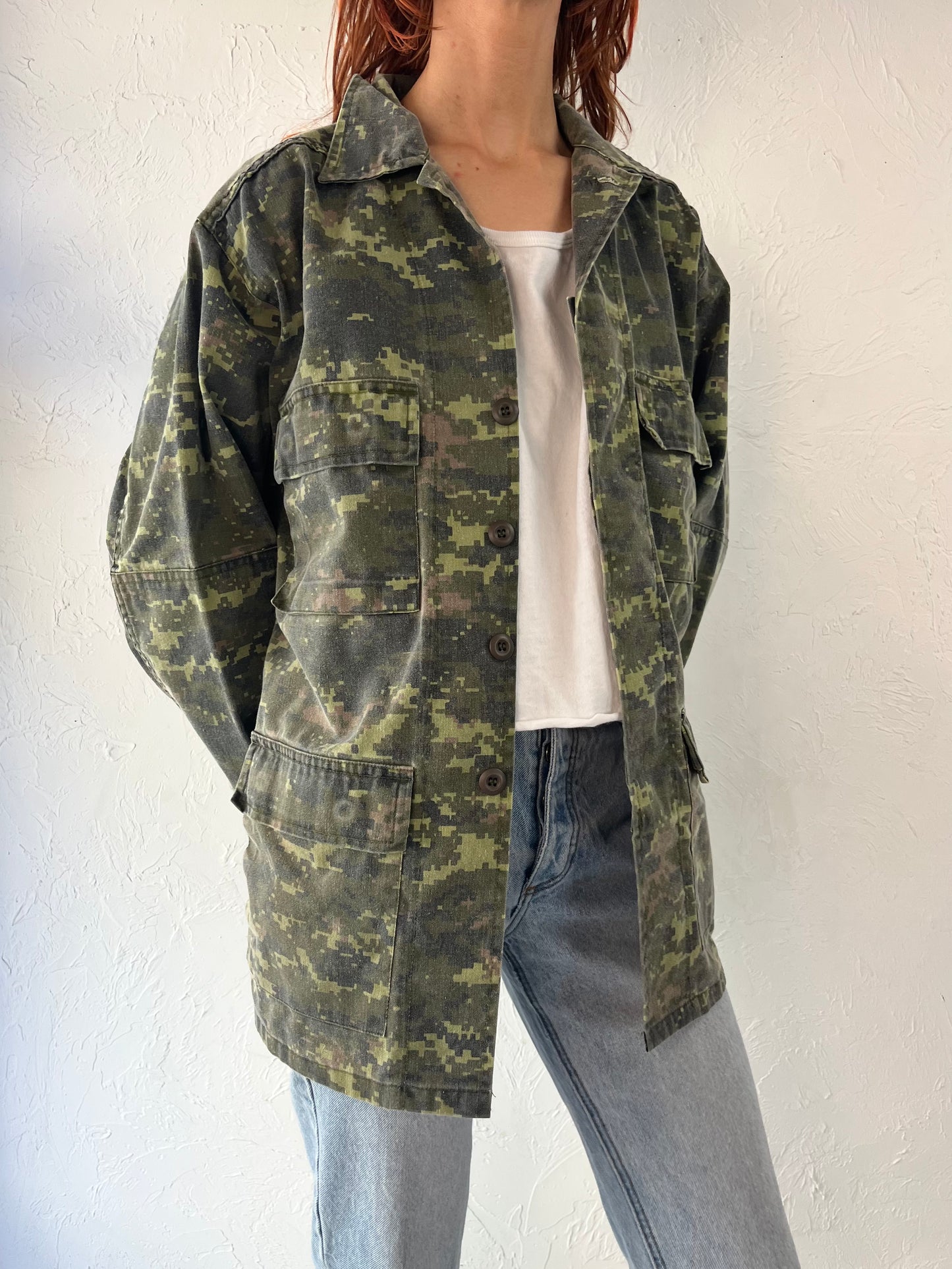 90s Green Cotton Camo Jacket / Small