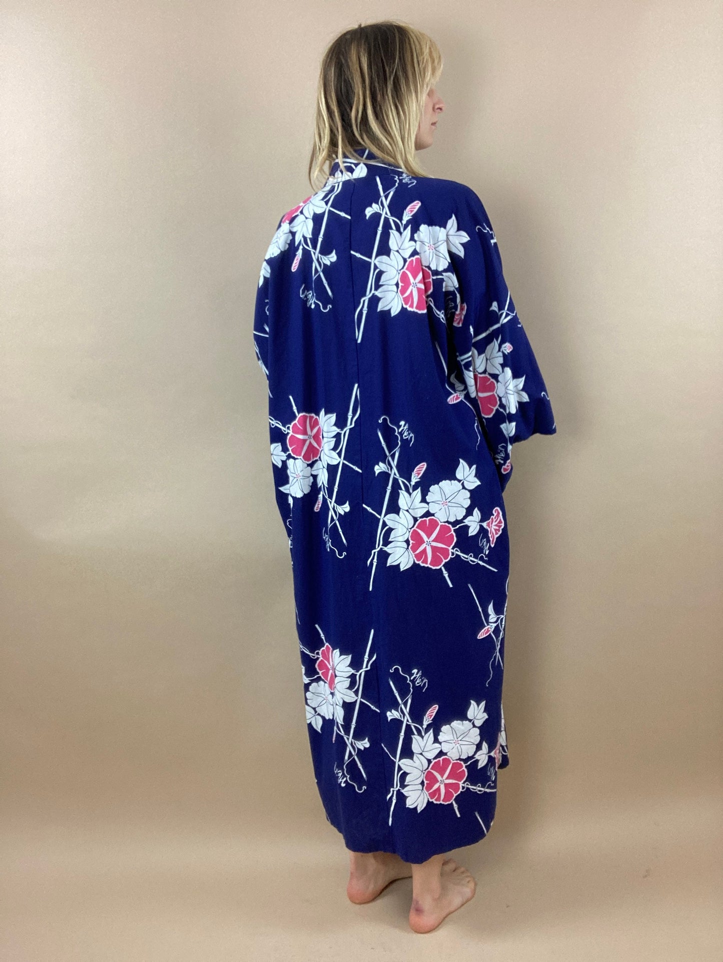 90s Japanese Cotton Kimono Robe / Up to Large