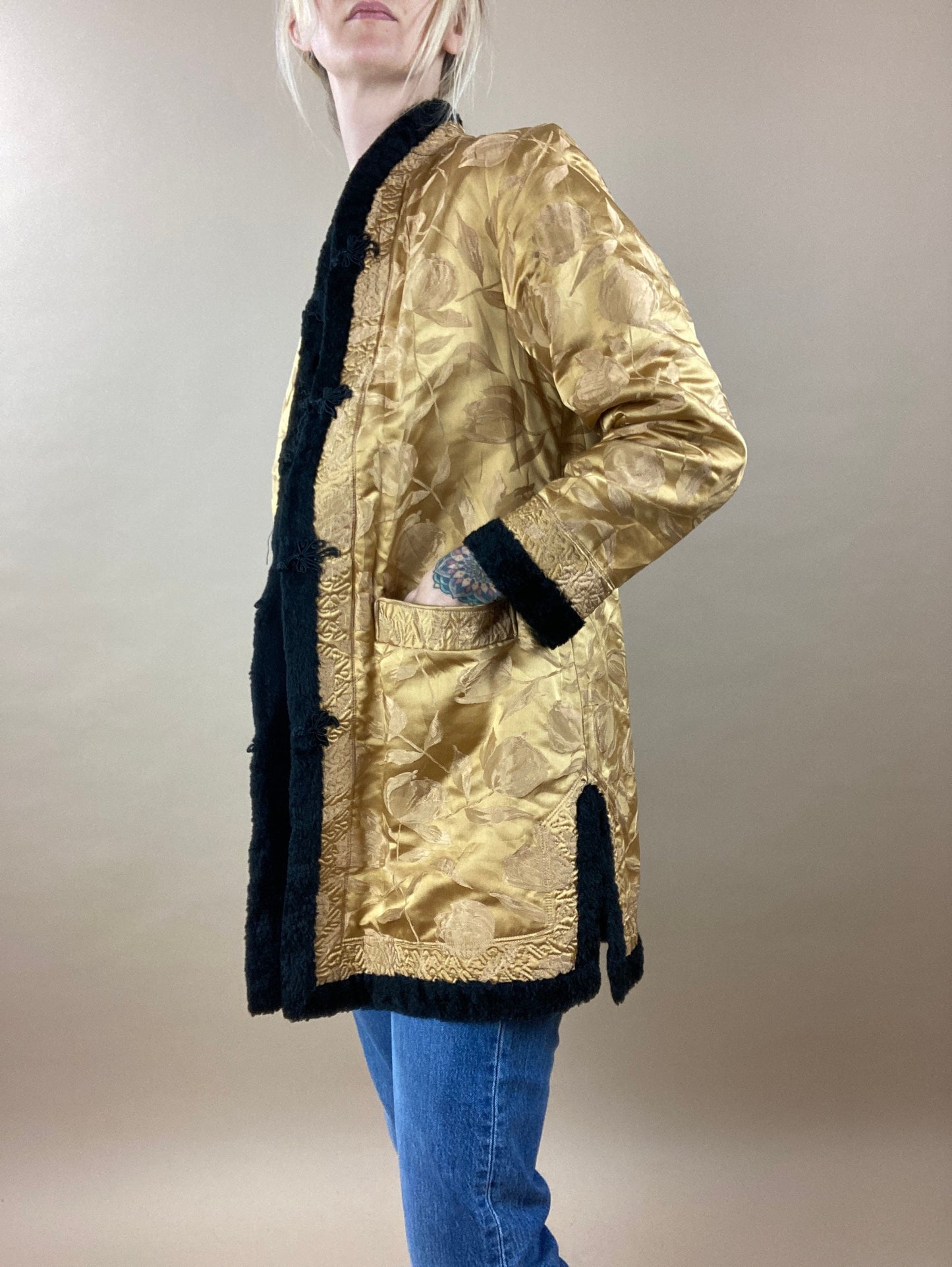 1980s Gold Jacket / Dinner Coat / Small