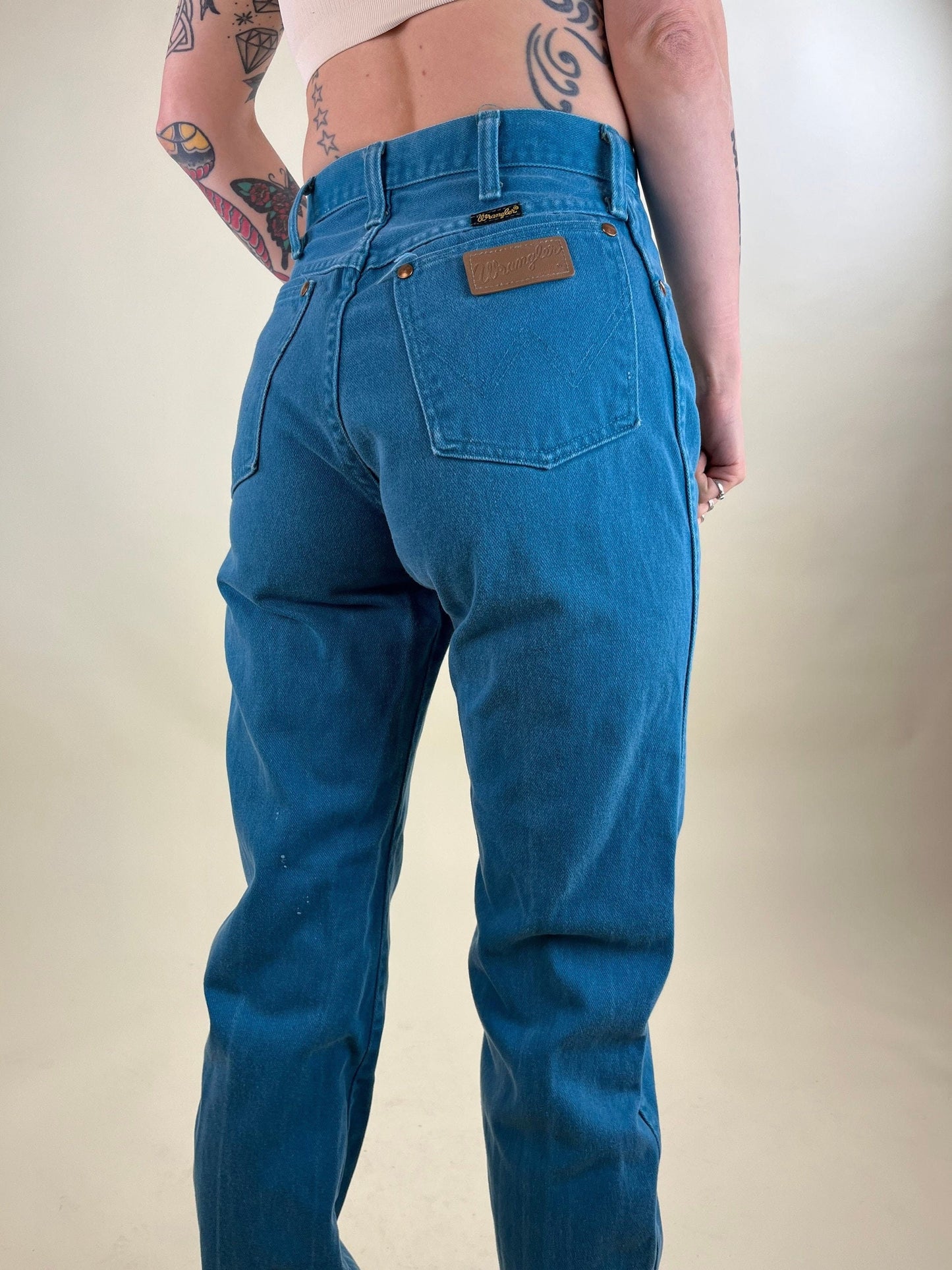 70s Wrangler Teal Blue Jeans / Made in USA / 26"