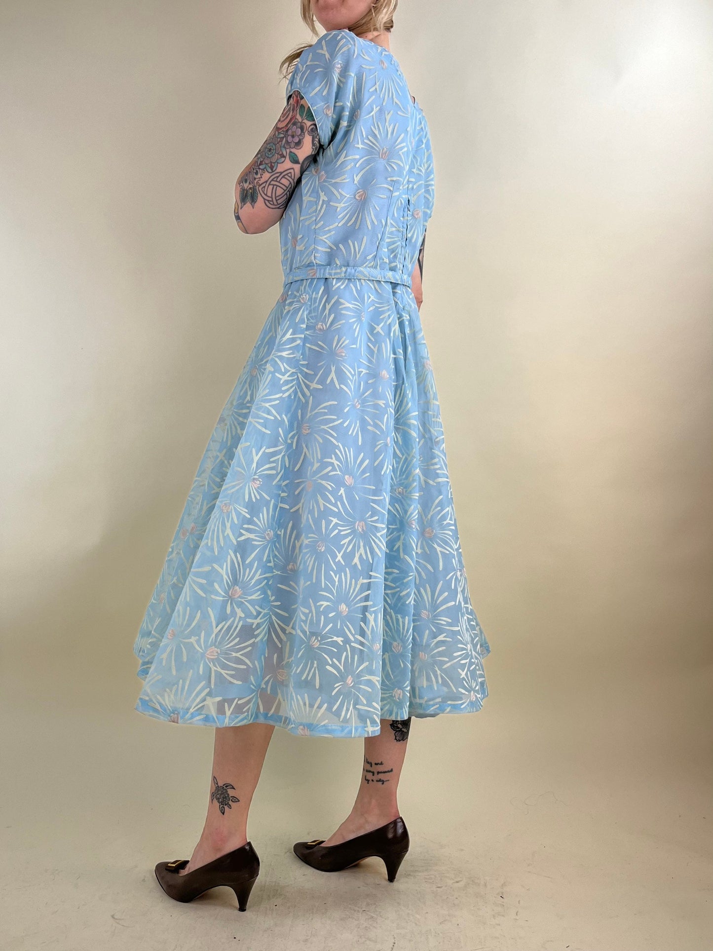 50s / 60s Light Blue 'Beau Time' Dress /Medium