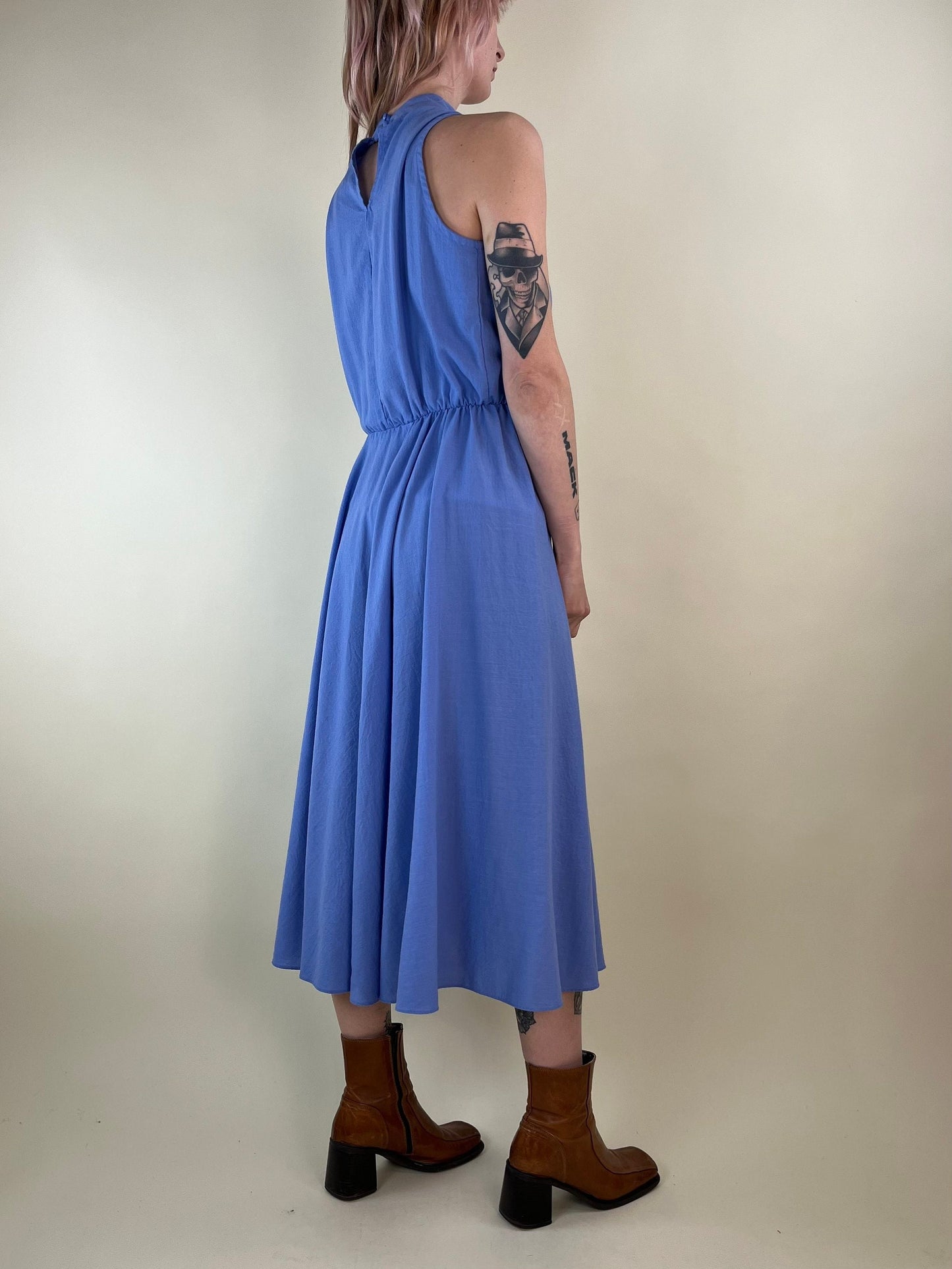 90s Purple A Line Sleeveless Dress / Made in USA / Medium