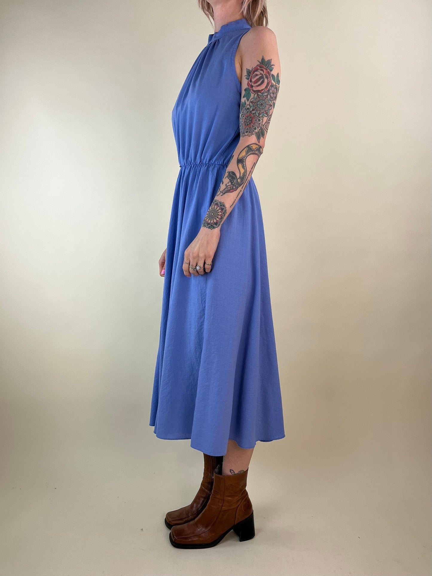 90s Purple A Line Sleeveless Dress / Made in USA / Medium