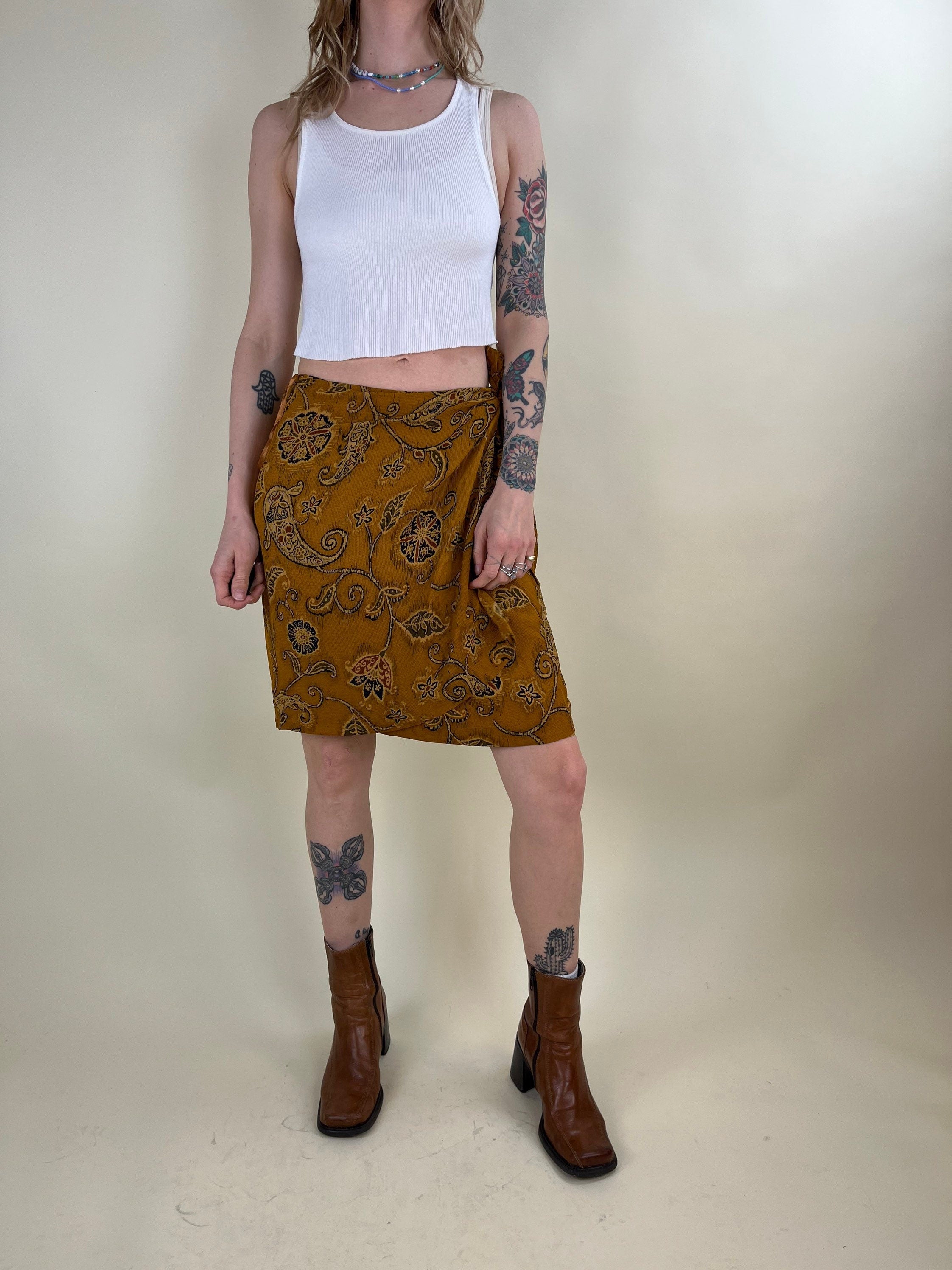 90s silk outlet skirt