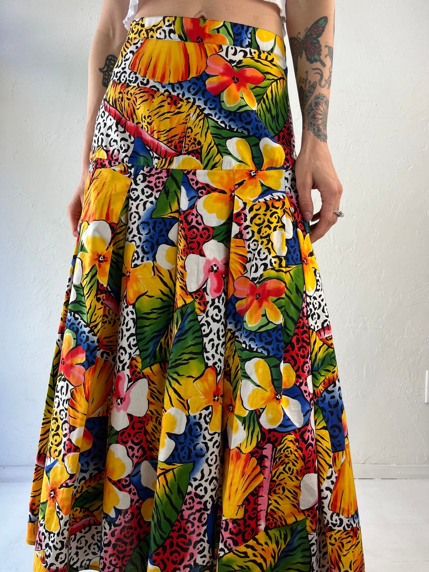 90s Abstract Print Maxi Skirt / Ms Frizzle Skirt / Small