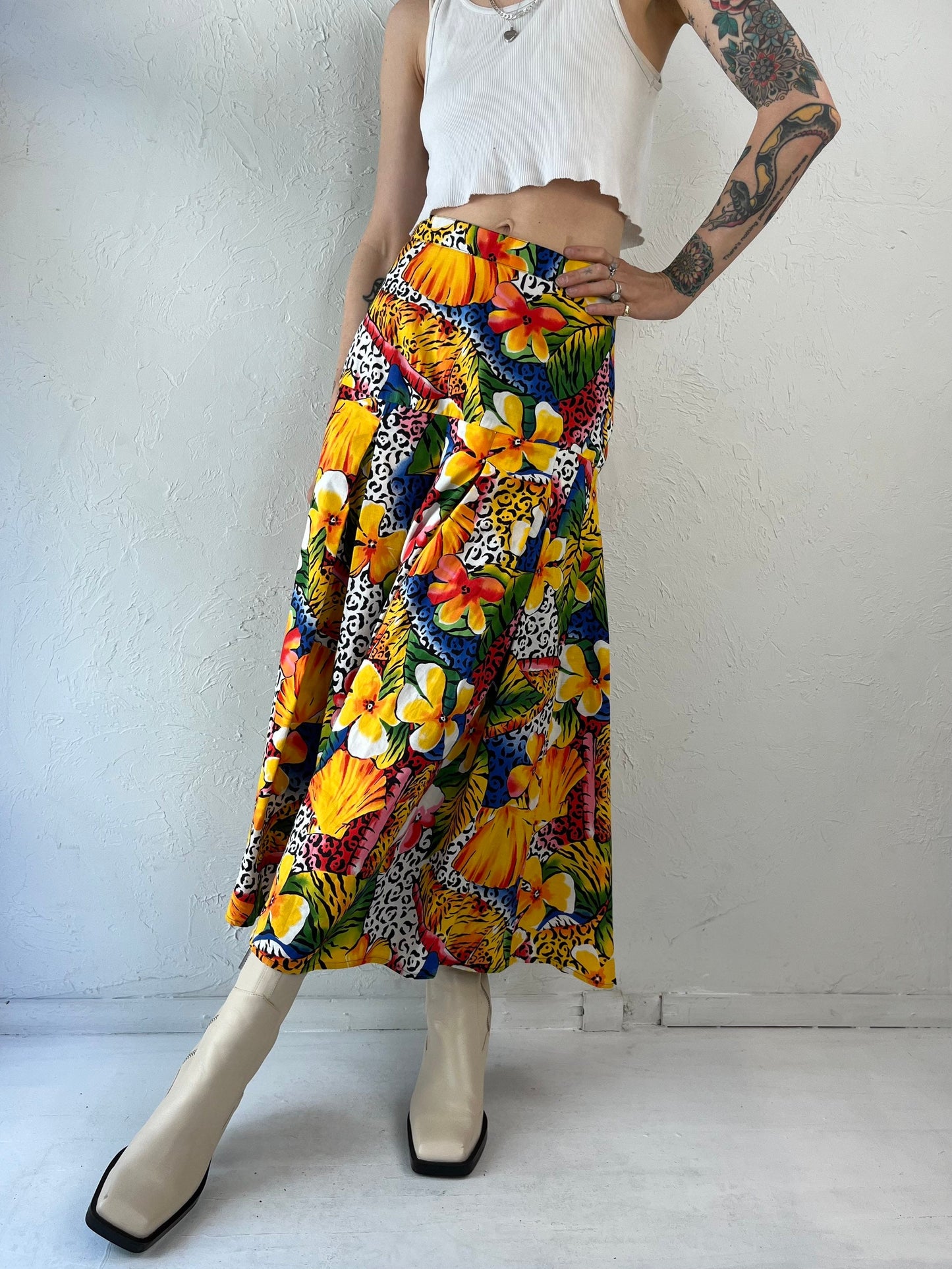 90s Abstract Print Maxi Skirt / Ms Frizzle Skirt / Small