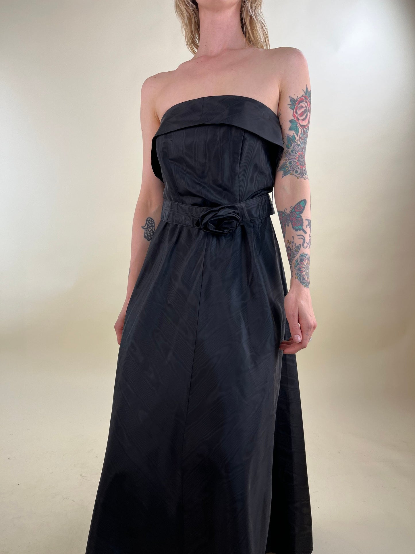 80s Does 50s Strapless Black Cocktail Dress