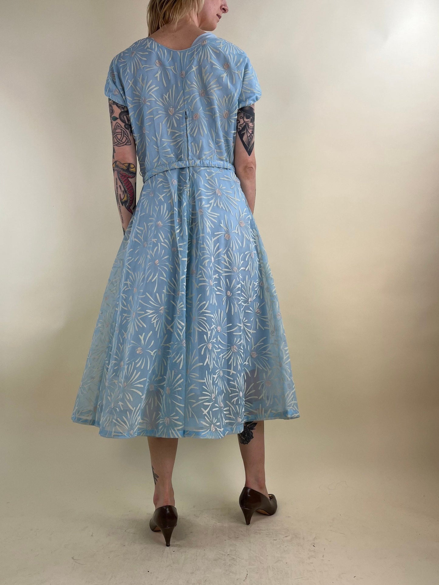 50s / 60s Light Blue 'Beau Time' Dress /Medium