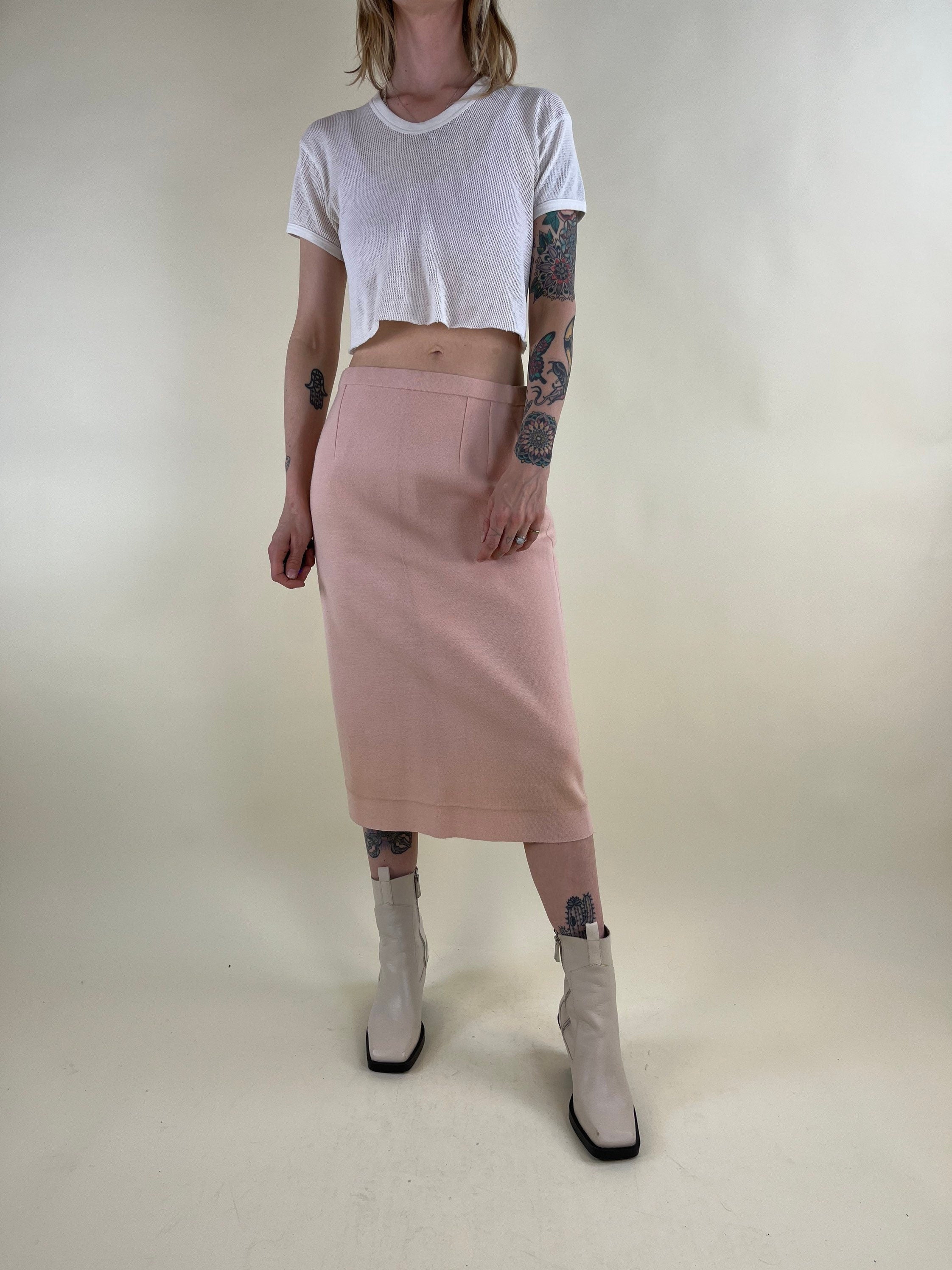 Pink midi 2024 skirt 80s