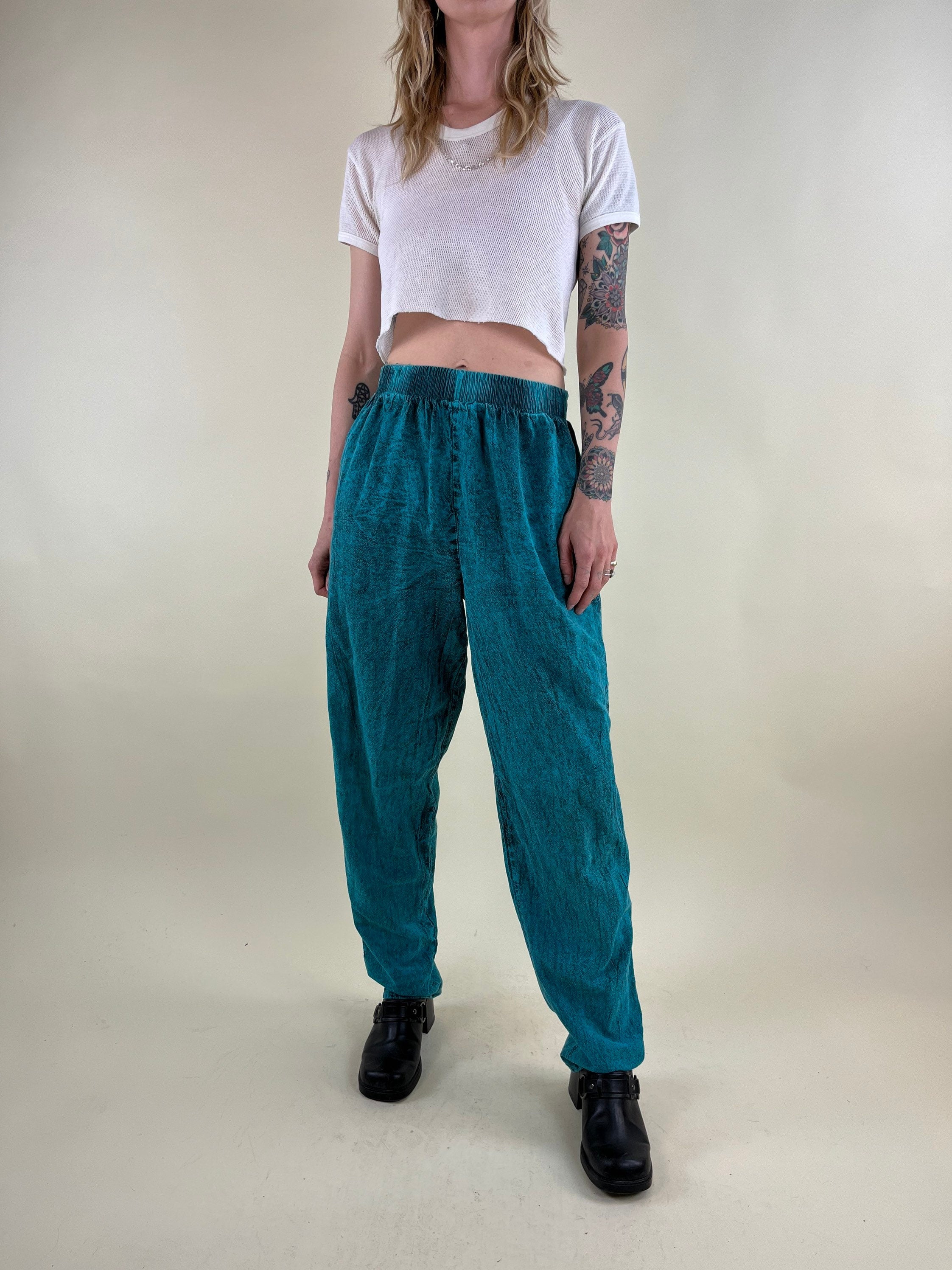 90s Green Ezze Wear Cotton Pants / Made in Canada / Small 