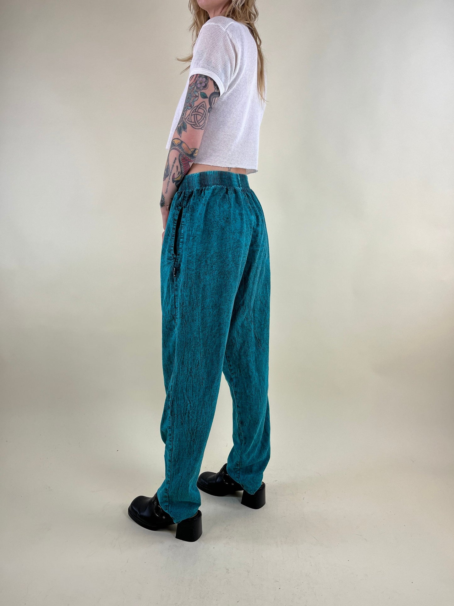 90s Green Ezze Wear Cotton Pants / Made in Canada / Small