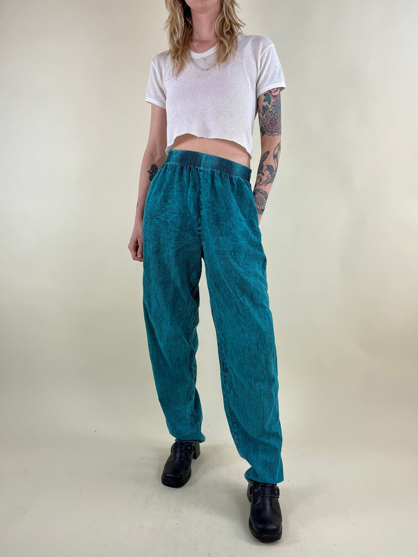 90s Green Ezze Wear Cotton Pants / Made in Canada / Small