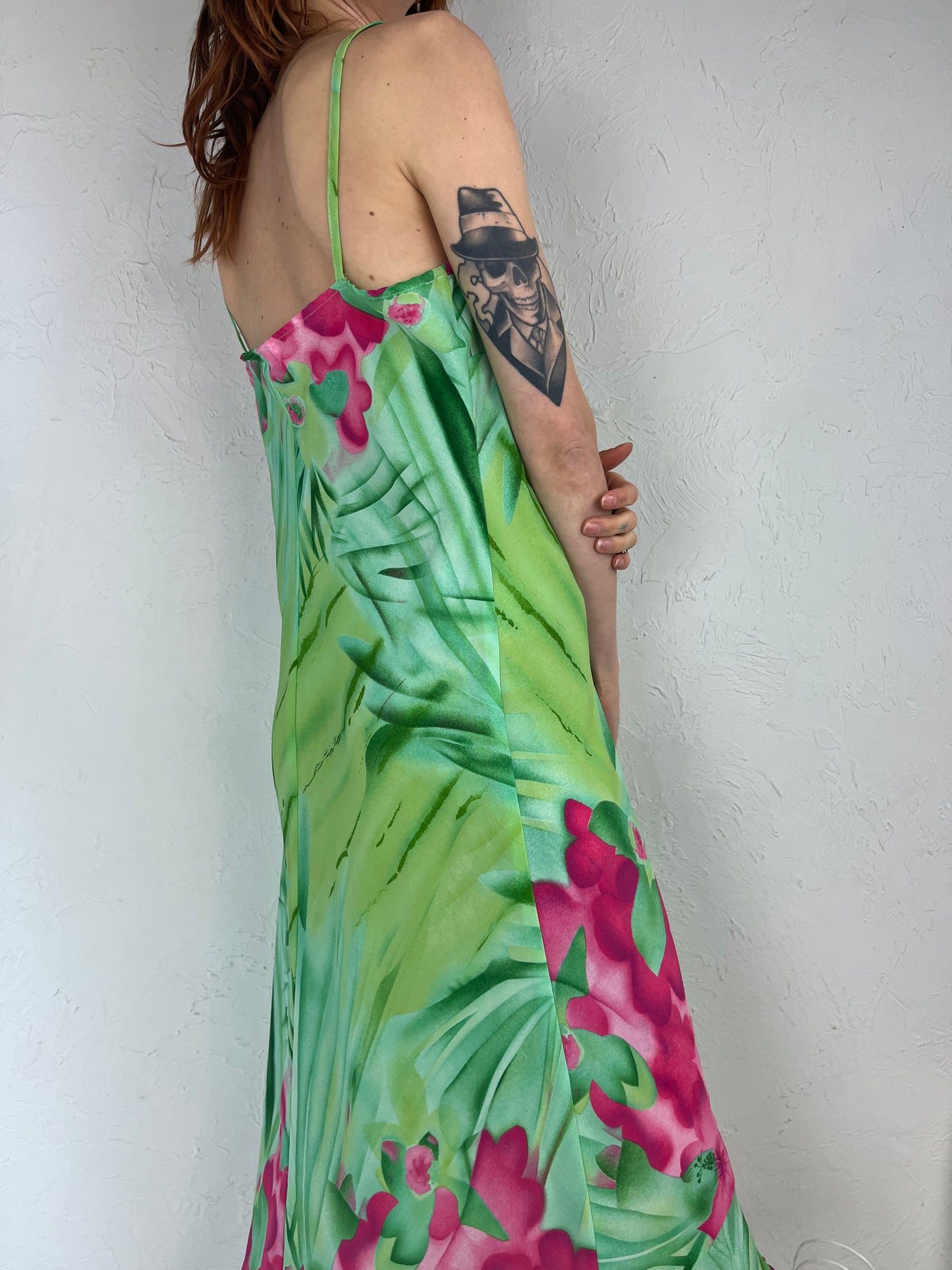 90s 'Jessica' Floral Print Sleeveless Dress / Small