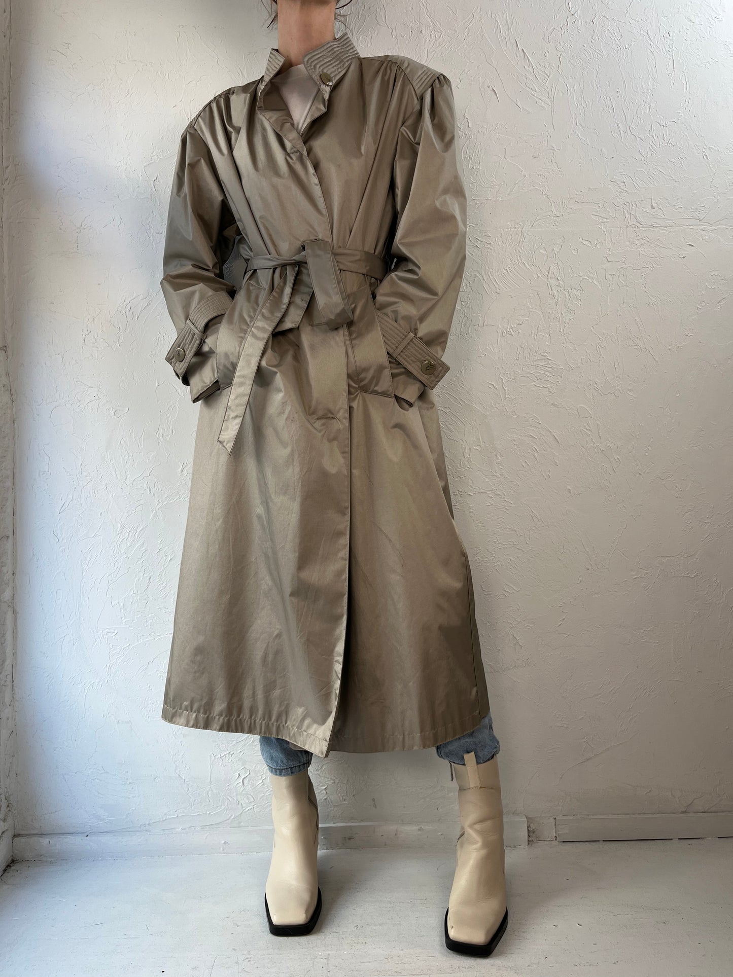 80s 'Windsor Bay' Beige Nylon Coat / 12