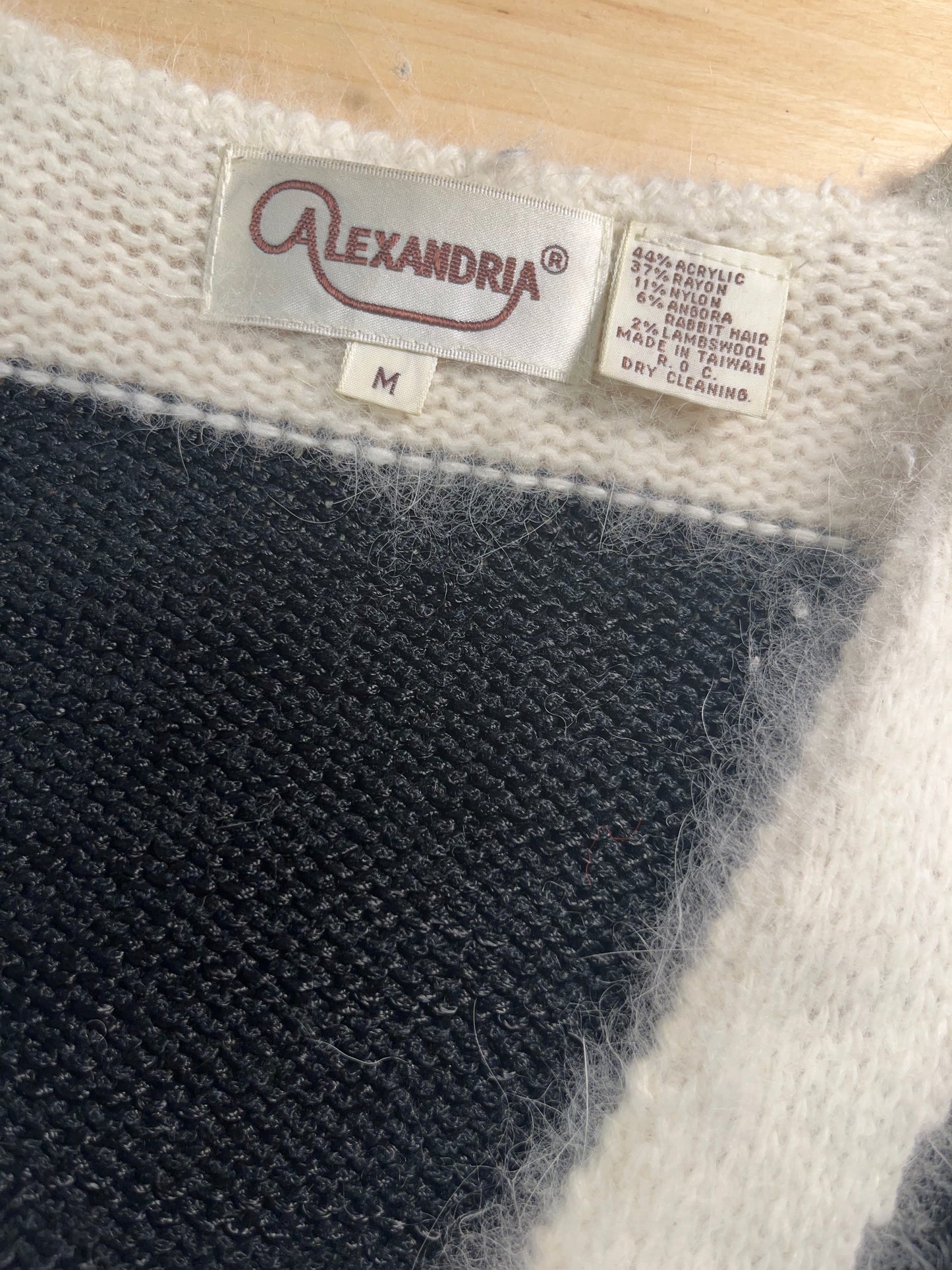 90s 'Alexandria' Two Tone Acrylic Blend Beaded Sweater / Medium