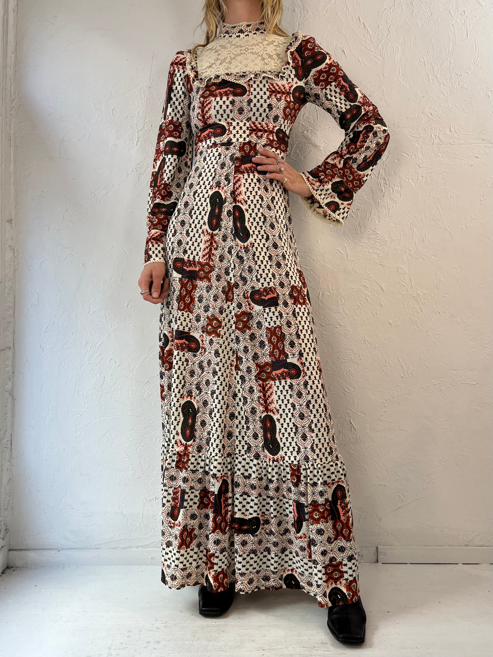 70s paisley cheap dress