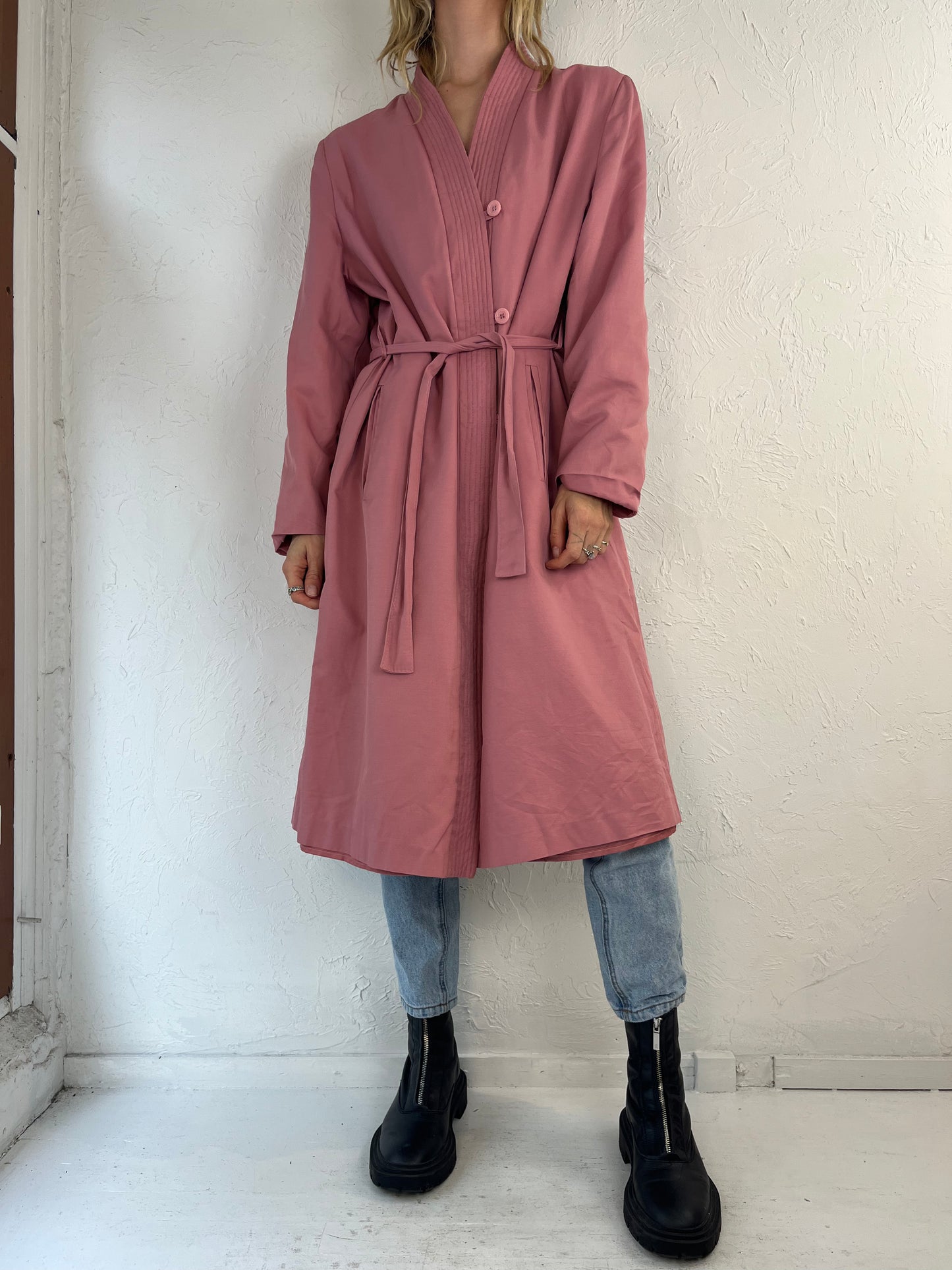 80s Pink Cotton Coat / Medium