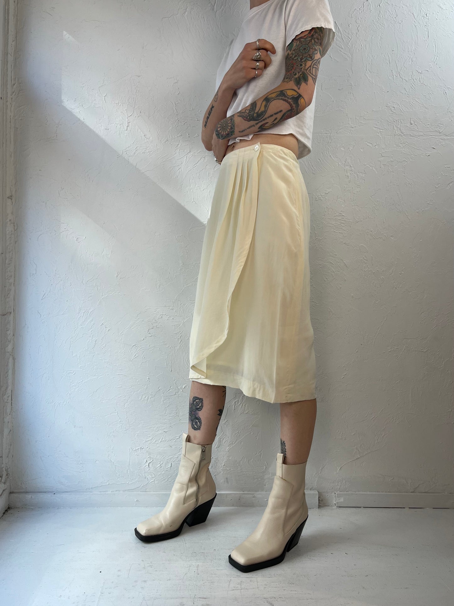 90s Cream Silk Skirt / 8