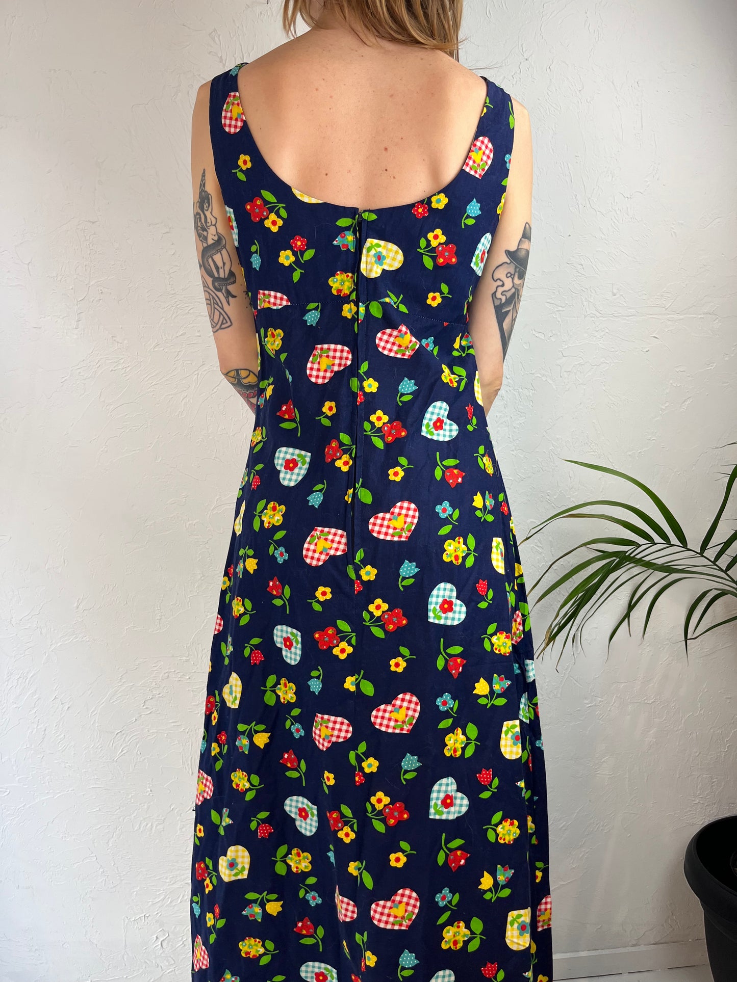 80s 'Rhapsody n Robes' Retro Print Maxi Dress / Small