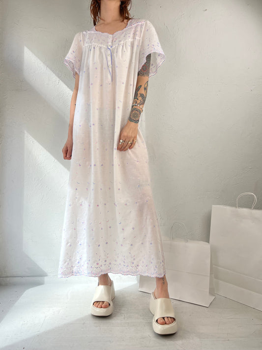 Y2K 'Marks & Spencer' White Embroidered Dress / Large