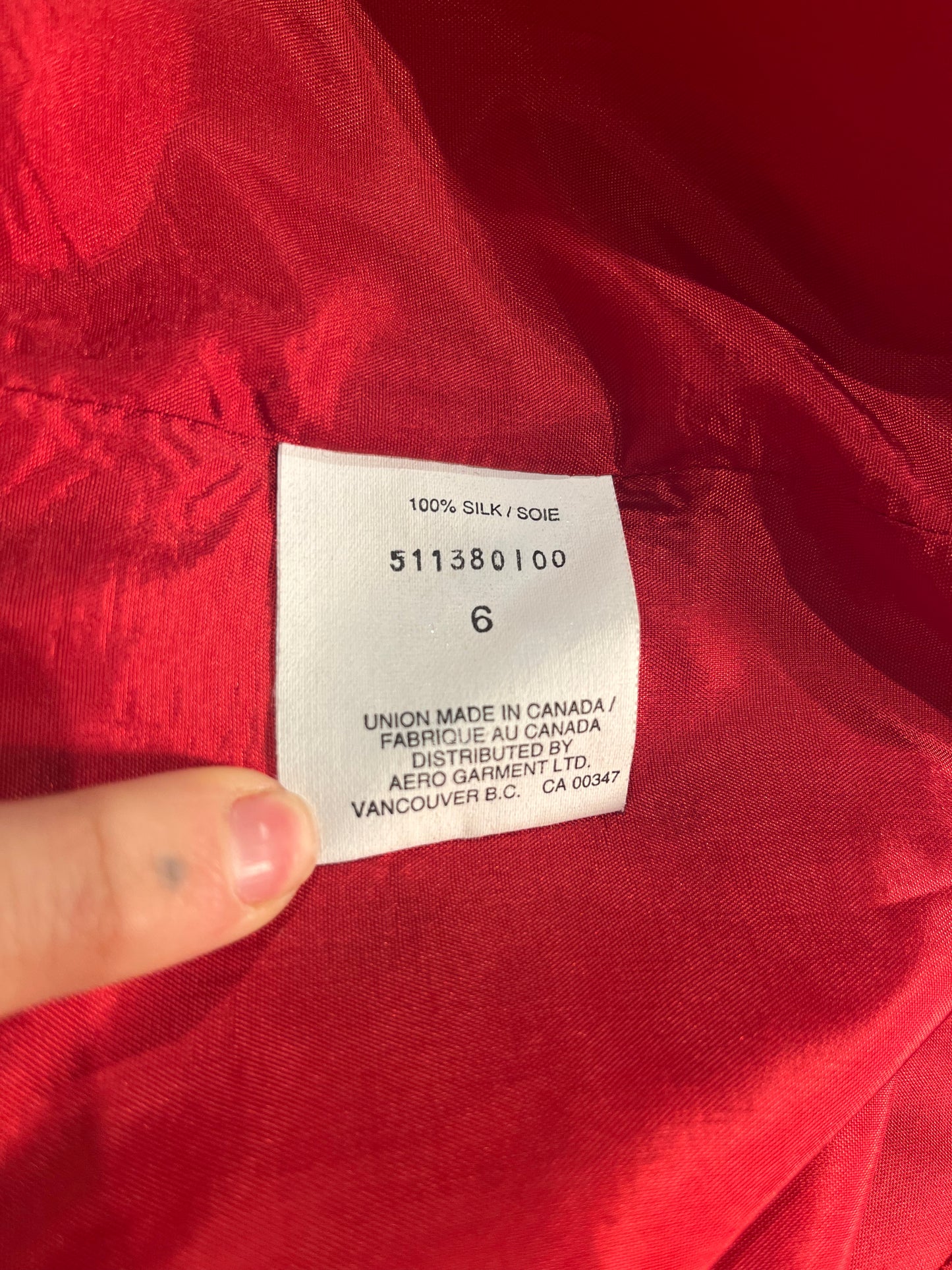 90s 'Seasons' Red Silk Knit Blazer Jacket / 6