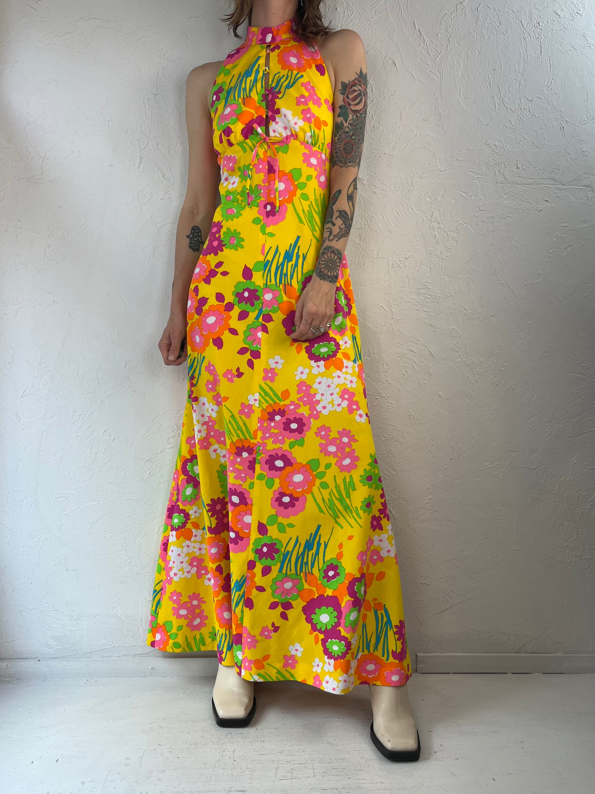 70s Floral Print Halter Hippie Dress / Small Wildhoneygoods 70s Floral Print Halter Hippie Dress / Small Wildhoneygoods
