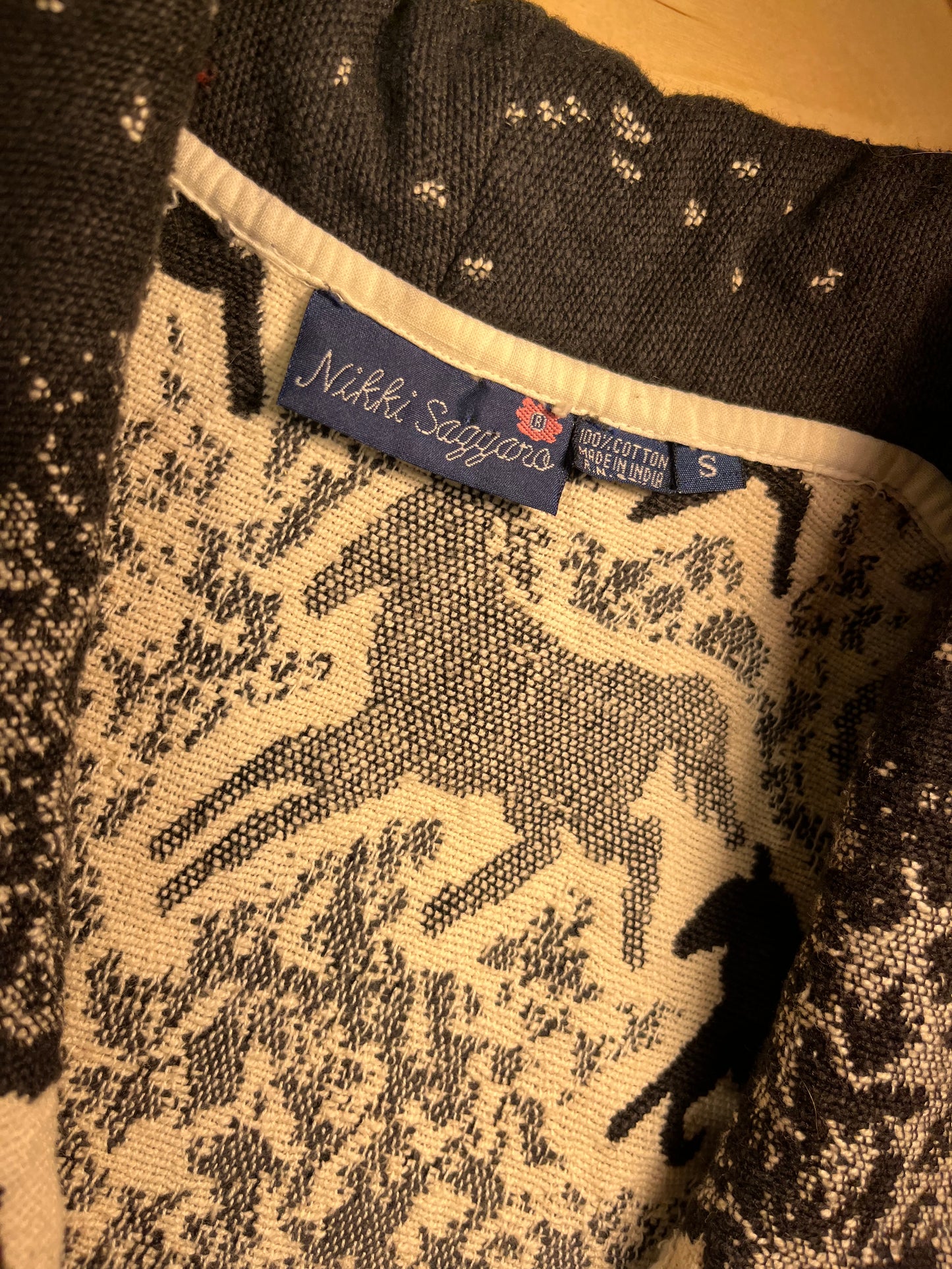 90s 'Nikki Saggaro' Cotton Unicorn Tapestry Jacket / Small