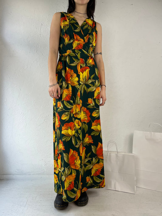 70s 'Gina Rinaldi' Floral Print Maxi Dress / Small