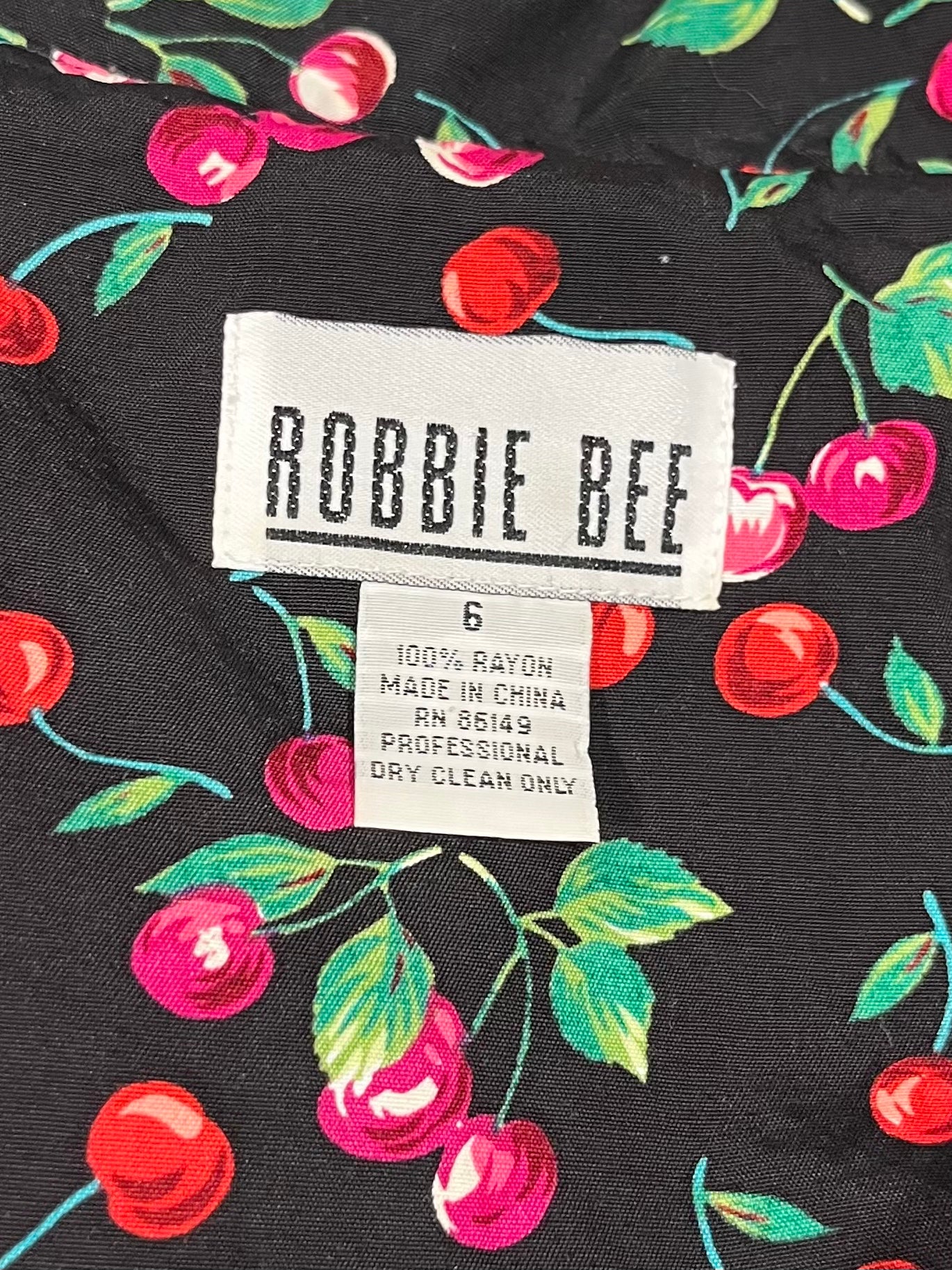 Y2k ' Robbie Bee' Cherry Print Button Up Sleeveless Maxi Dress / Small