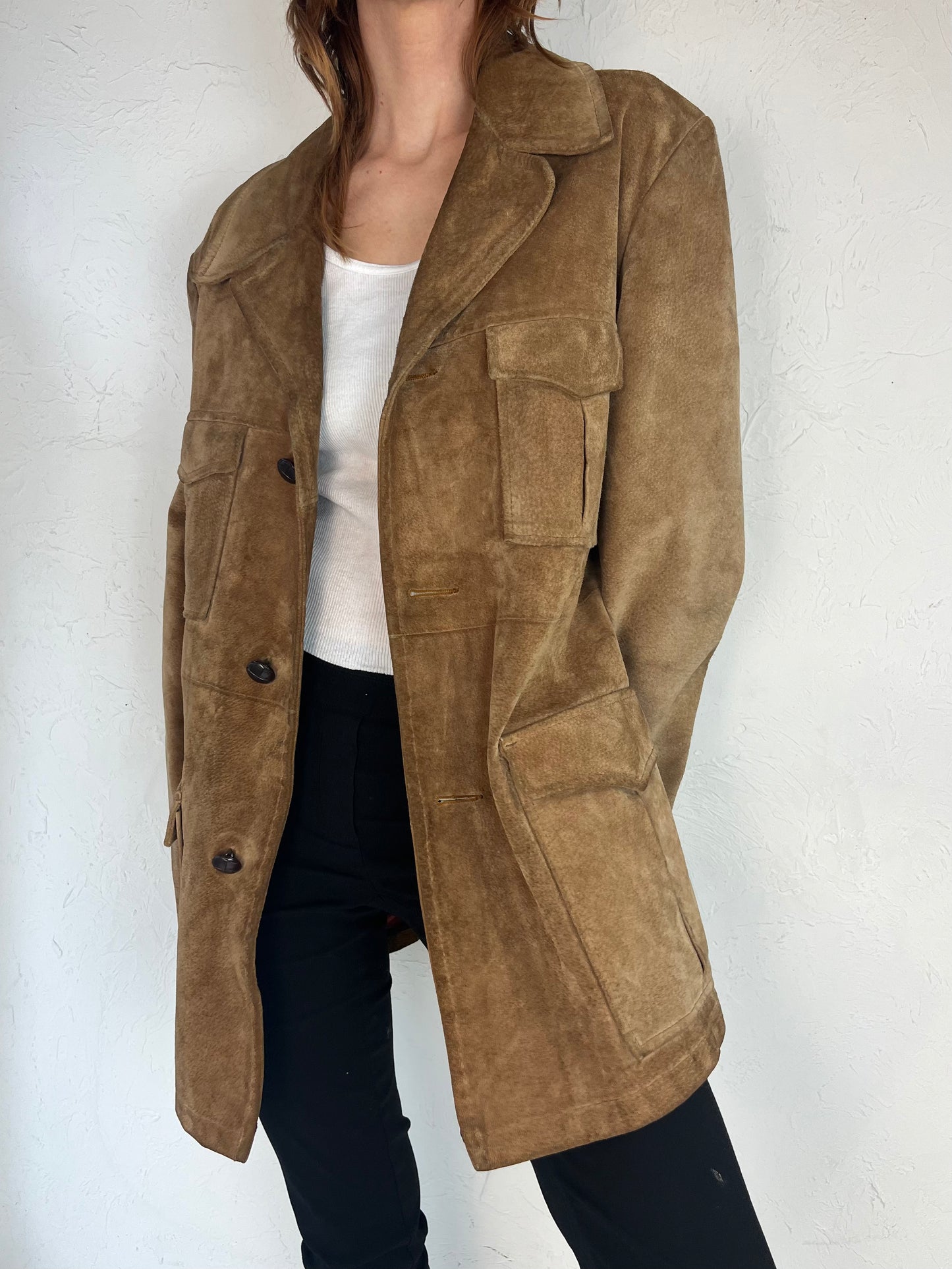 80s Thick Suede Leather Chore Jacket / Large