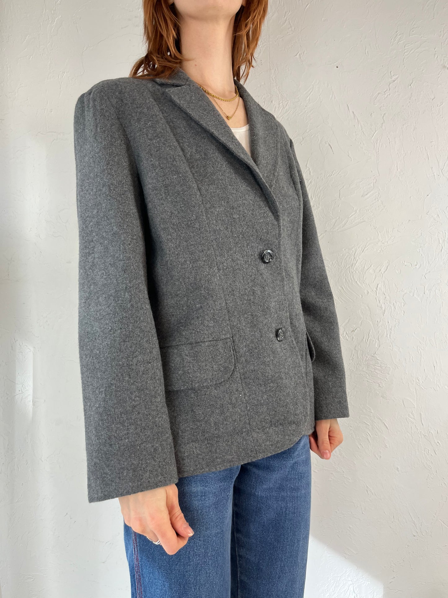 80s 'The Bay Koret' Deadstock Gray Wool Blazer Jacket / Medium
