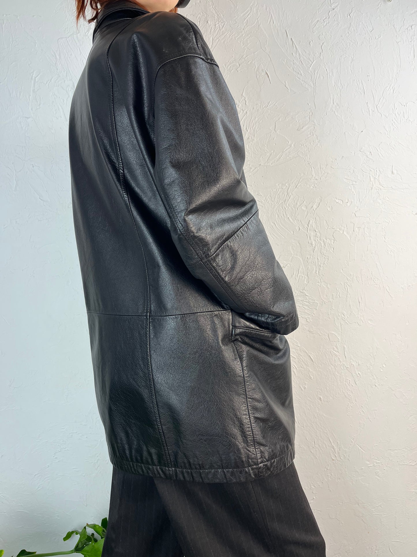 90s ‘Danier’ Black Padded Zip Up Leather Jacket