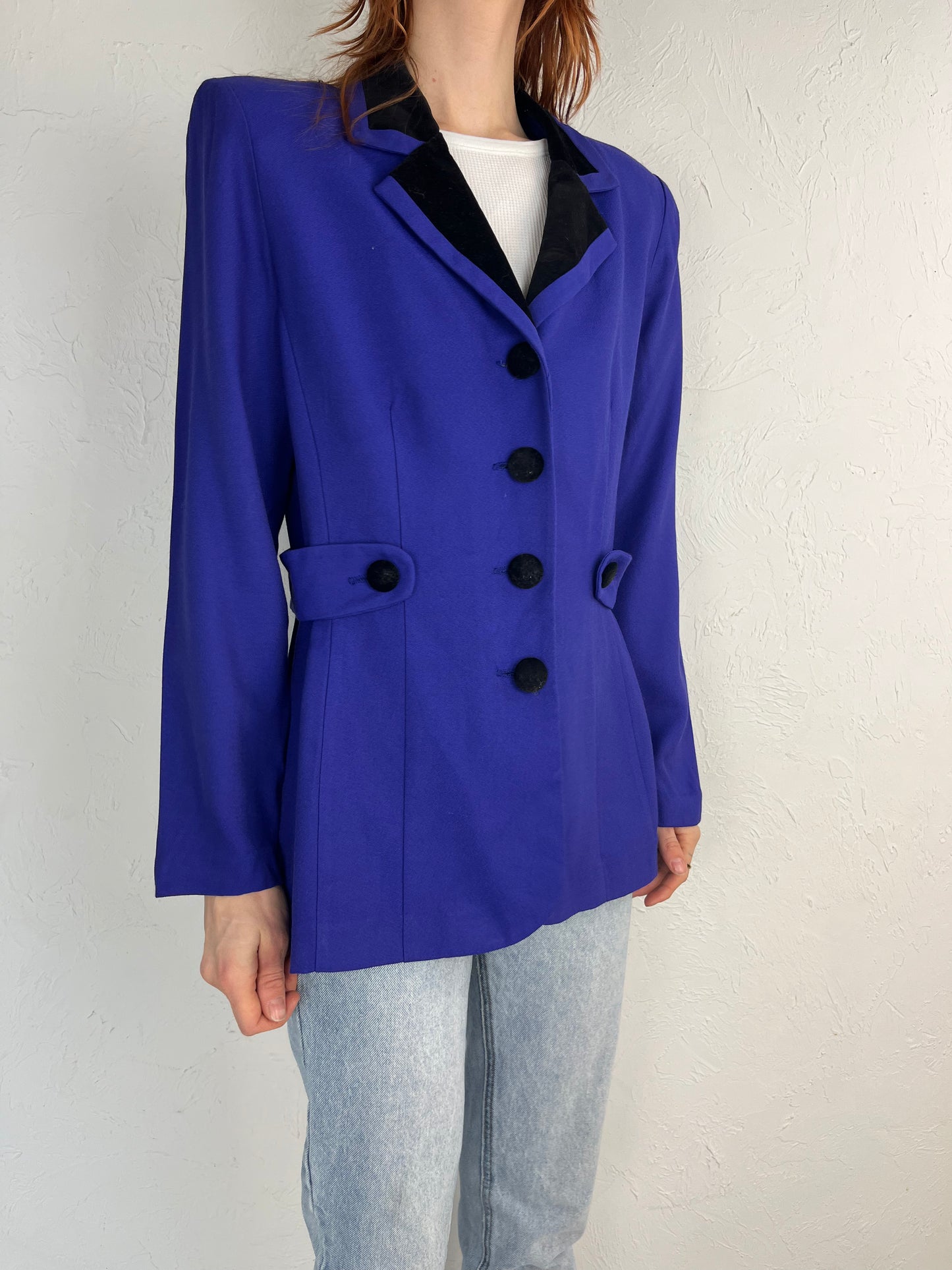 80s 'Virgo' Purple Fitted Blazer Jacket / Medium