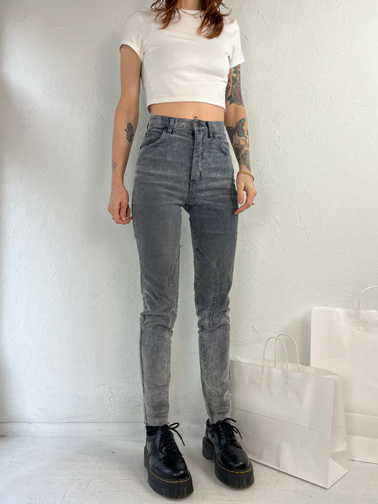 90s 'Millers' High Waisted Gray Skinny Corduroy Pants / Small