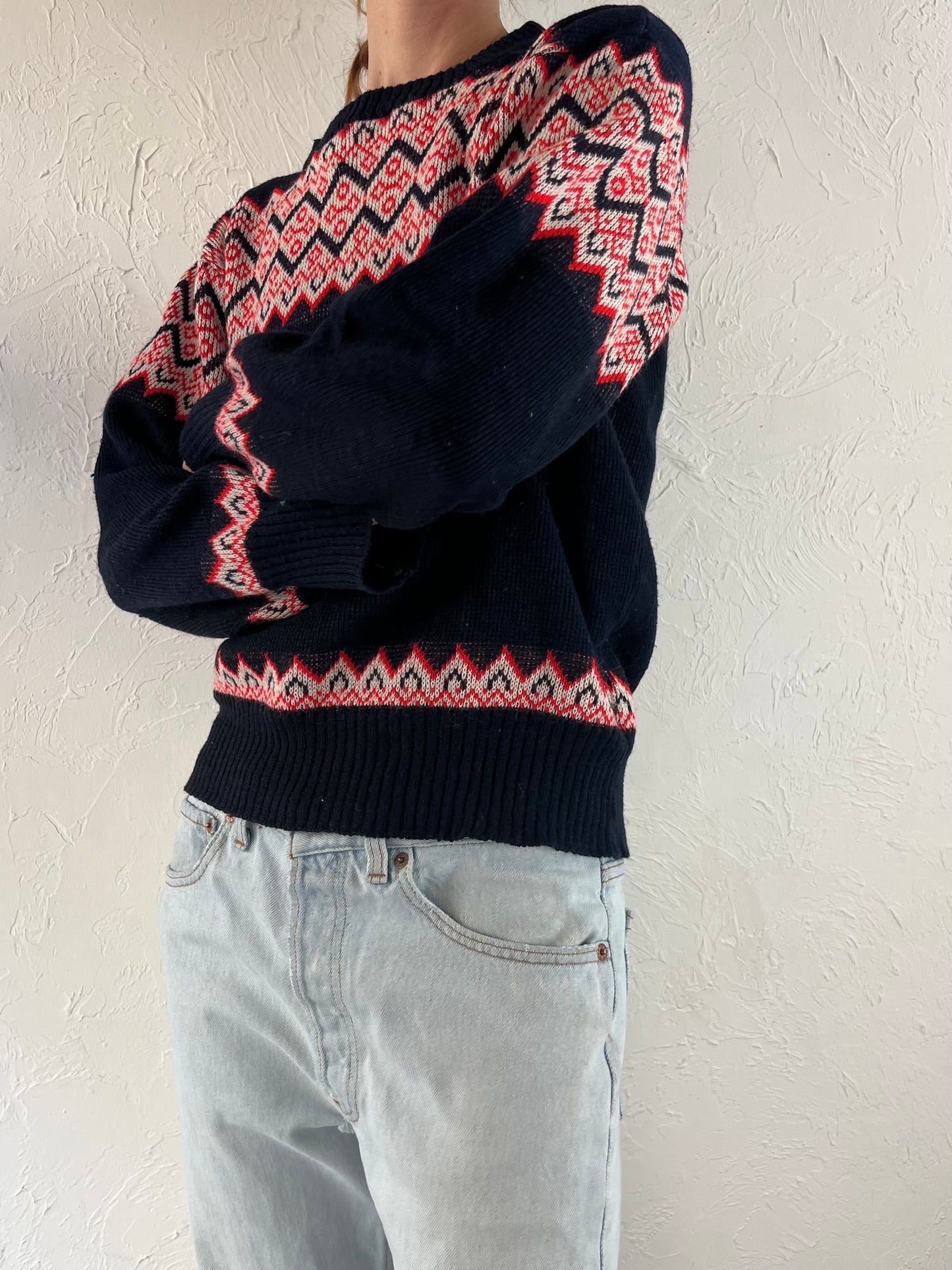 60s 70s 'Kingsway' Acrylic Ski Sweater / Small