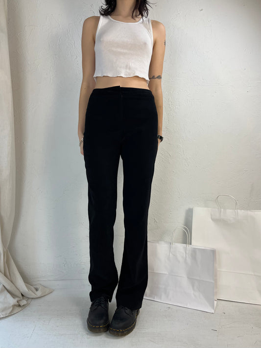 90s Black Micro Suede Flare Pants / 28"