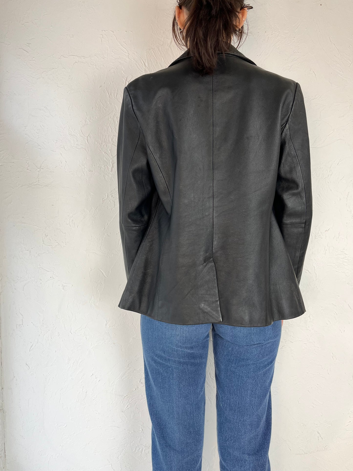 Y2K 'Worthington' Black Leather Lambskin Jacket / Medium
