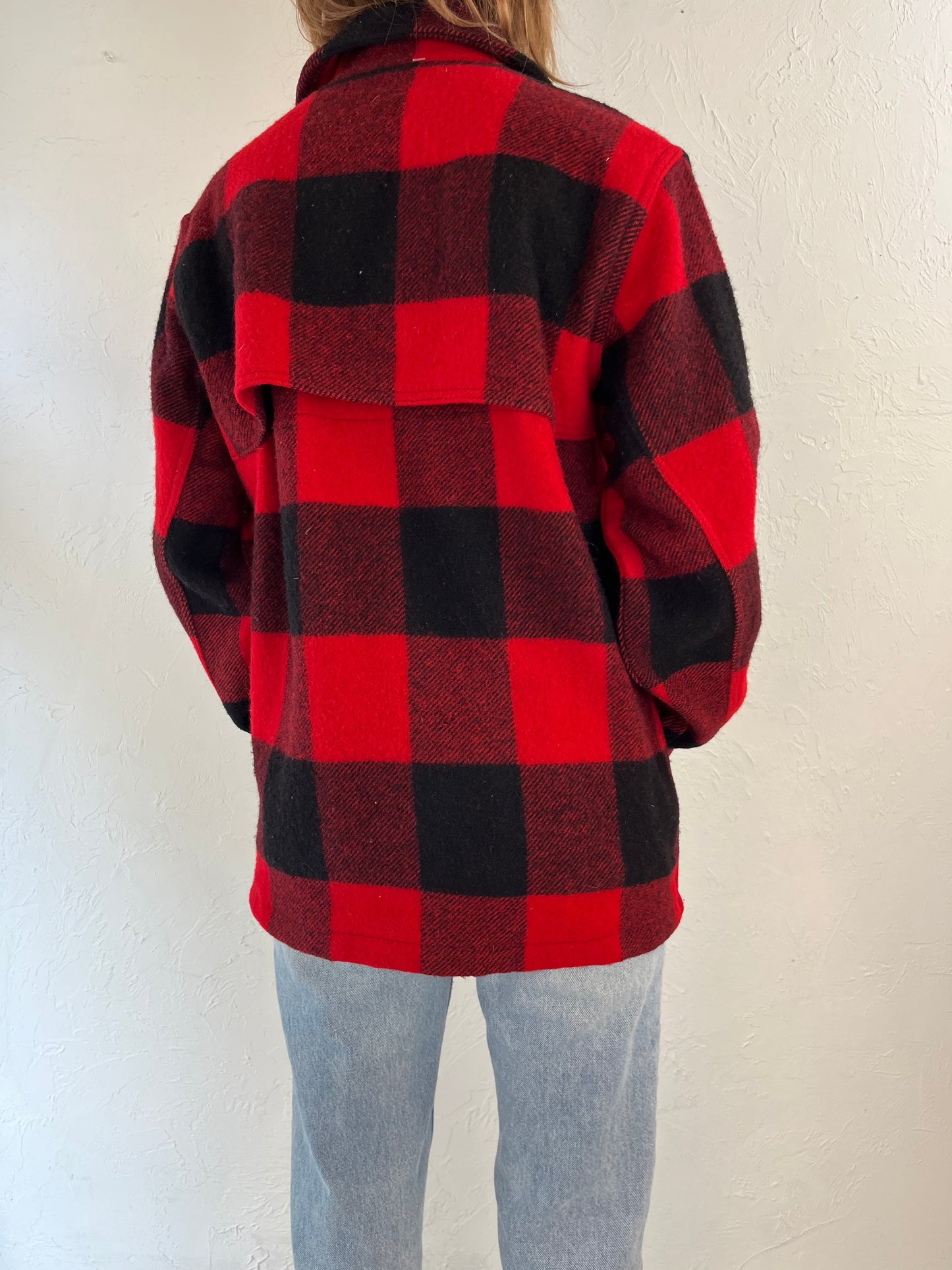 90s 'Woolrich' Red Plaid Wool Nylon Jacket / Small - Medium
