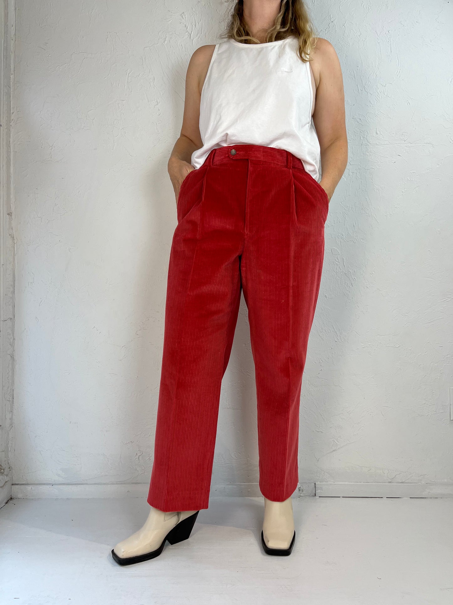 80s Red Corduroy Pants / Medium