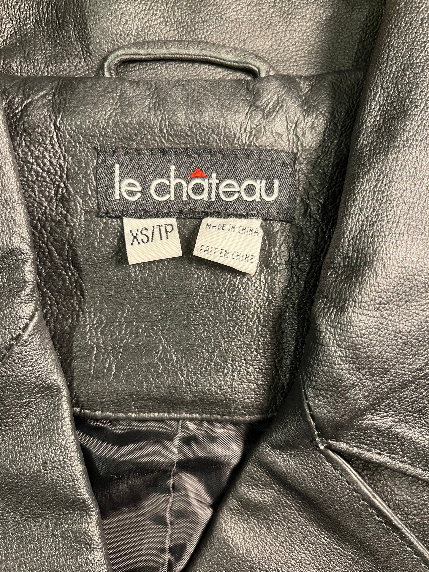 Y2K 'Le Chateau' Black Leather Jacket / XS