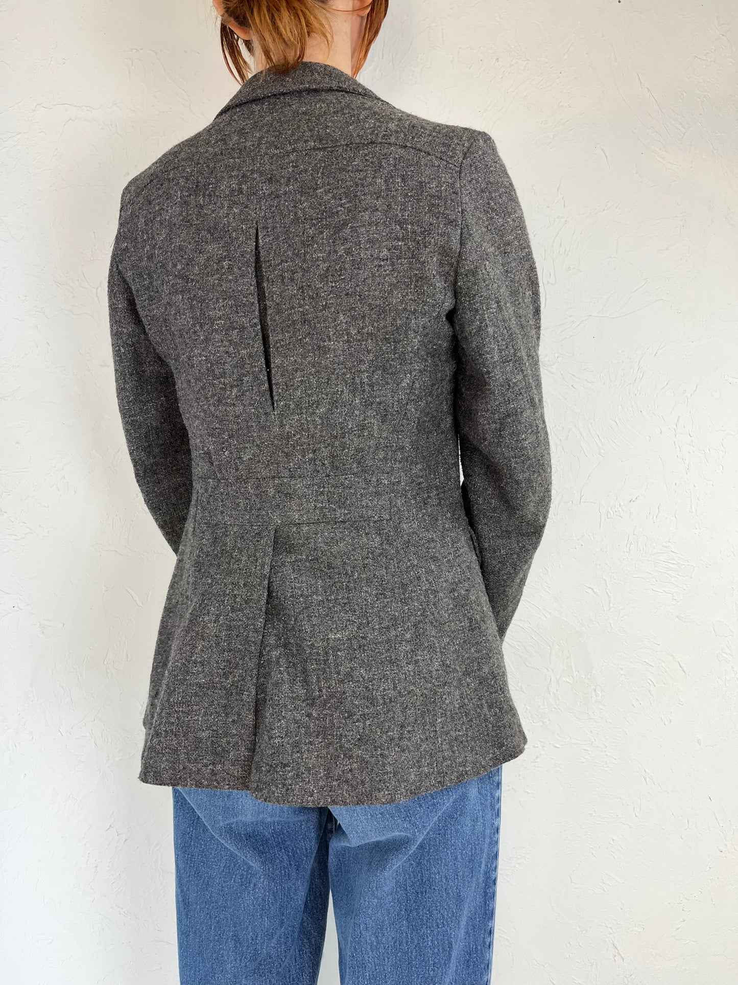 90s 'Rickis' Gray Wool Fitted Blazer Jacket / Small