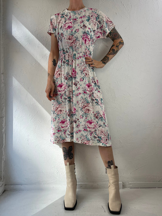 90s 'Carole Reed' Floral Rayon Dress / 10
