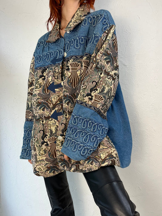 80s 90s 'Karen Hart' Denim Tapestry Jacket / XXL